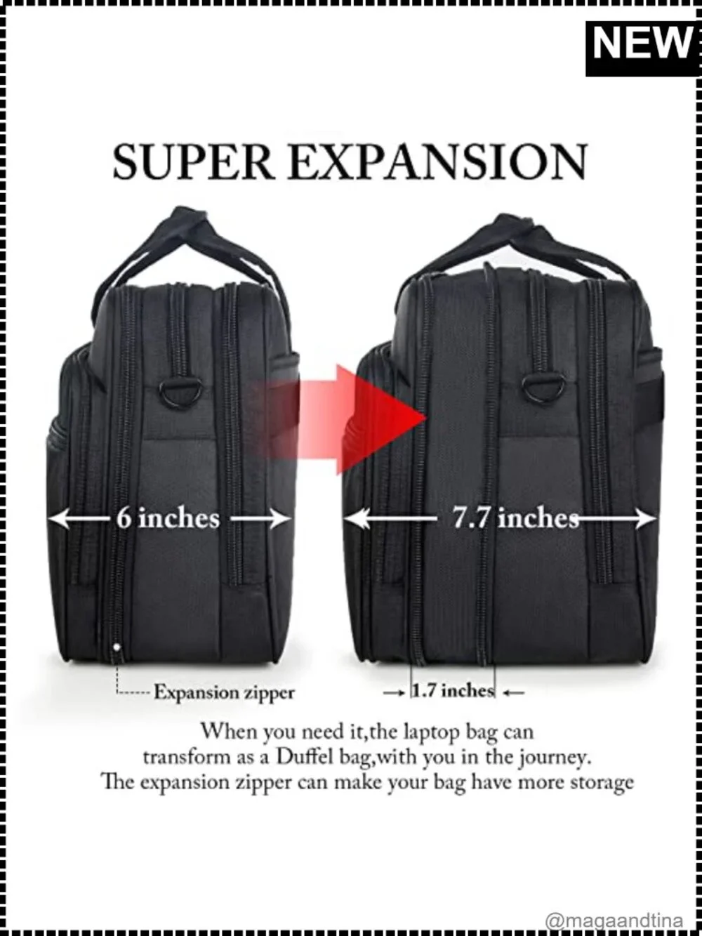 Expandable Laptop Briefcase Water Resistant Polyester 17 Inch